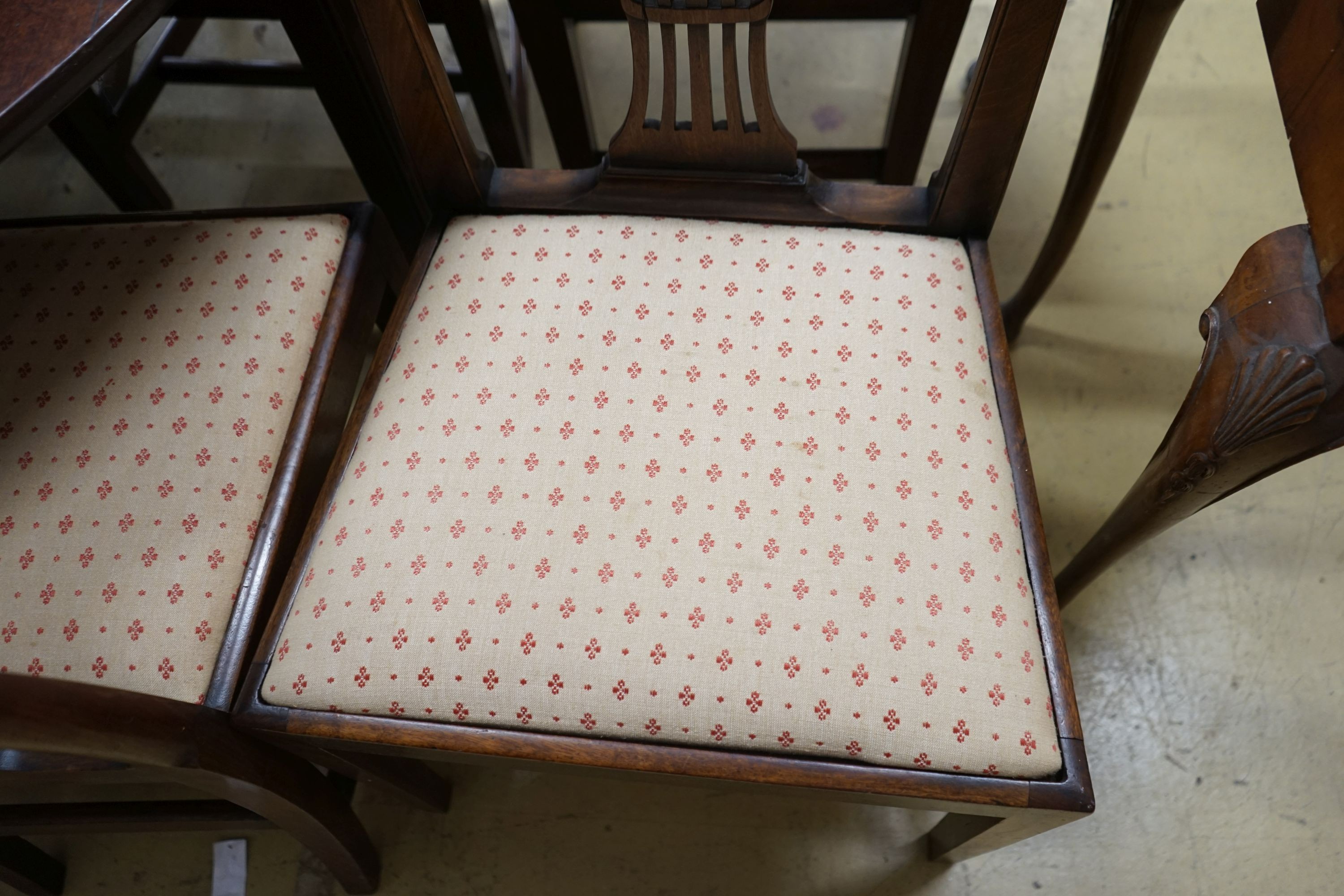 A pair of Chippendale revival mahogany elbow chairs, width 60cm, depth 50cm, height 102cm